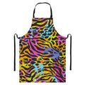 Colorful Zebra Leopard Pattern Print Bib Apron With Pocket