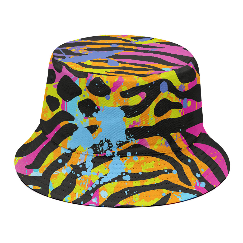 Colorful Zebra Leopard Pattern Print Bucket Hat