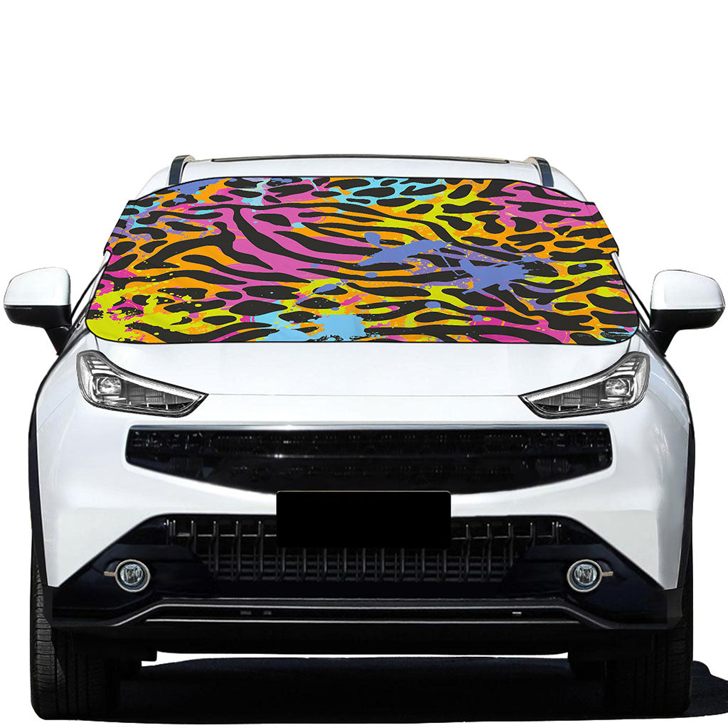 Colorful Zebra Leopard Pattern Print Car Windshield Snow Cover