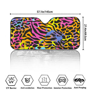 Colorful Zebra Leopard Pattern Print Car Windshield Sun Shade