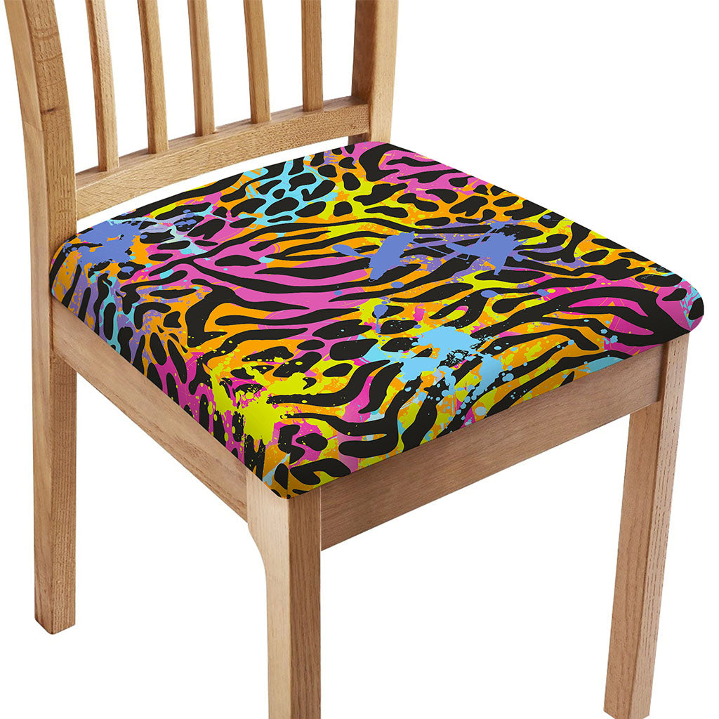 Colorful Zebra Leopard Pattern Print Chair Cushion Cover
