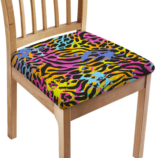 Colorful Zebra Leopard Pattern Print Chair Cushion Cover