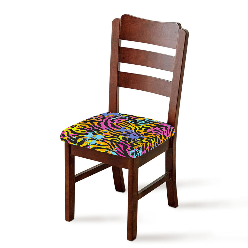 Colorful Zebra Leopard Pattern Print Chair Cushion Cover