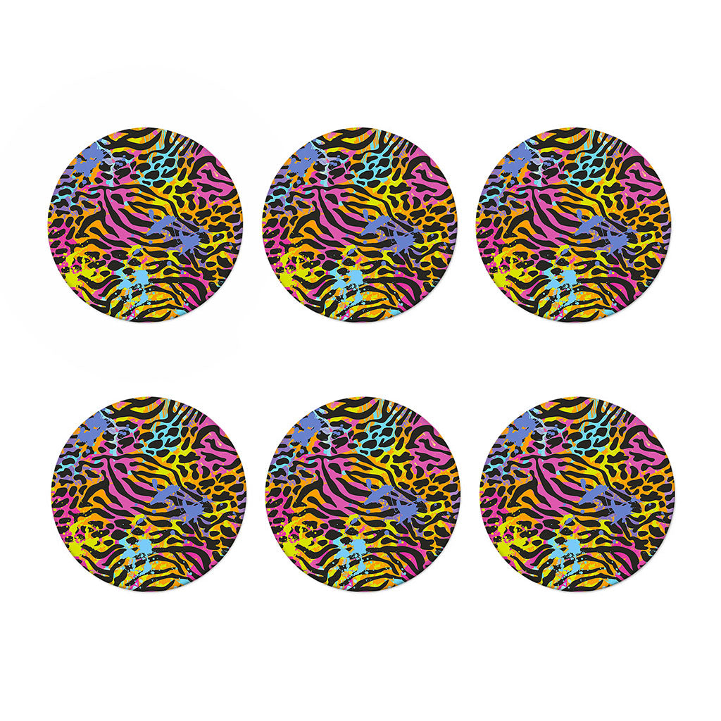 Colorful Zebra Leopard Pattern Print Coaster Set