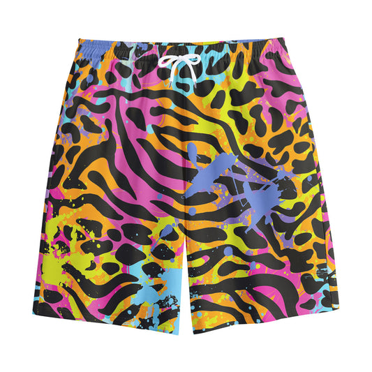 Colorful Zebra Leopard Pattern Print Cotton Shorts