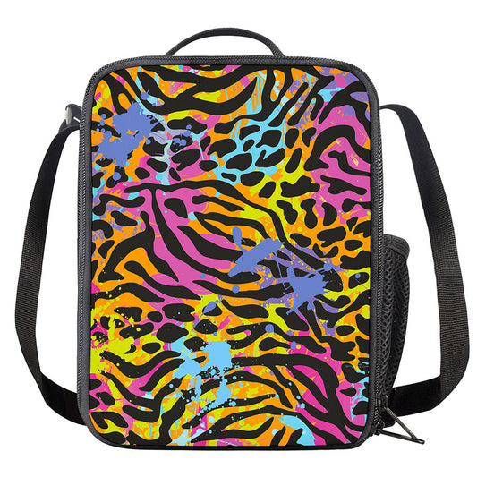 Colorful Zebra Leopard Pattern Print Crossbody Lunch Bag