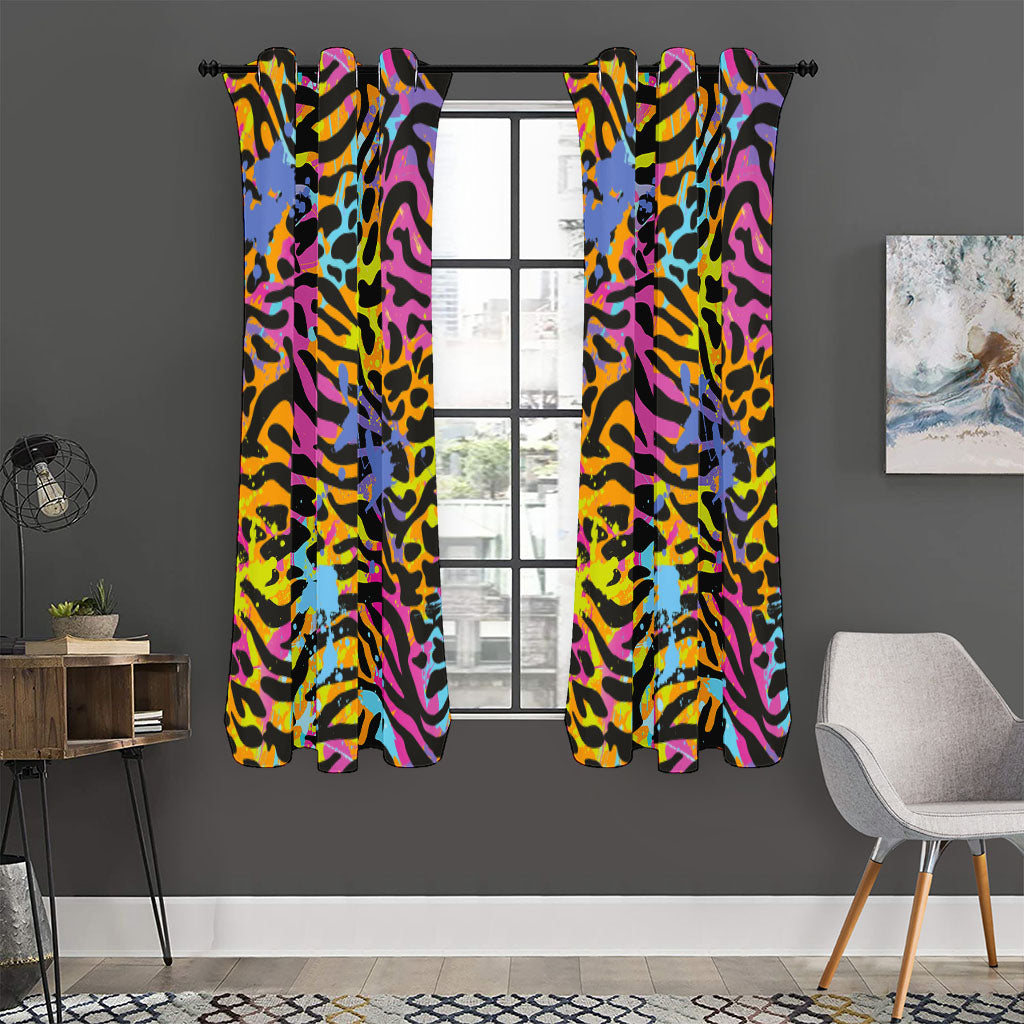 Colorful Zebra Leopard Pattern Print Curtain