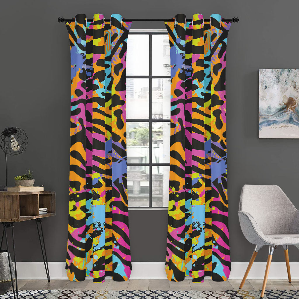 Colorful Zebra Leopard Pattern Print Curtain