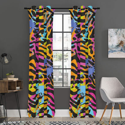 Colorful Zebra Leopard Pattern Print Curtain