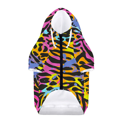 Colorful Zebra Leopard Pattern Print Dog Zip Up Hoodie