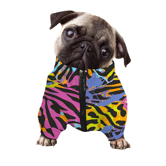 Colorful Zebra Leopard Pattern Print Dog Zip Up Jacket