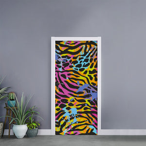 Colorful Zebra Leopard Pattern Print Door Sticker