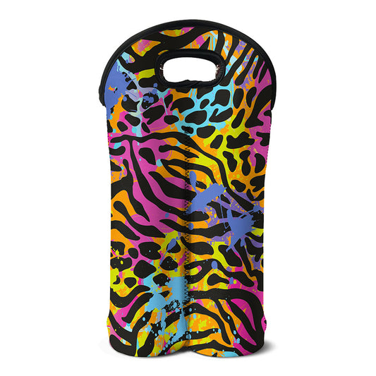 Colorful Zebra Leopard Pattern Print Double Neoprene Wine Tote