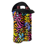 Colorful Zebra Leopard Pattern Print Double Neoprene Wine Tote