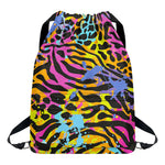 Colorful Zebra Leopard Pattern Print Drawstring Backpack