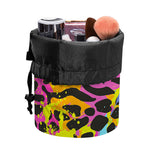 Colorful Zebra Leopard Pattern Print Drawstring Makeup Bag