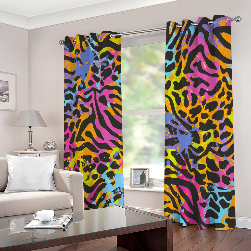 Colorful Zebra Leopard Pattern Print Extra Wide Grommet Curtains