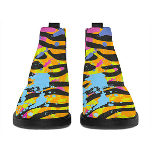 Colorful Zebra Leopard Pattern Print Flat Ankle Boots