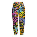 Colorful Zebra Leopard Pattern Print Fleece Lined Knit Pants