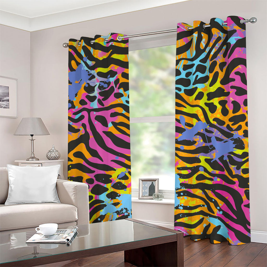 Colorful Zebra Leopard Pattern Print Grommet Curtains