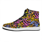 Colorful Zebra Leopard Pattern Print High Top Leather Sneakers
