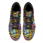 Colorful Zebra Leopard Pattern Print High Top Leather Sneakers
