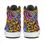 Colorful Zebra Leopard Pattern Print High Top Leather Sneakers
