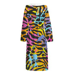 Colorful Zebra Leopard Pattern Print Hooded Bathrobe