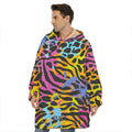 Colorful Zebra Leopard Pattern Print Hoodie Blanket