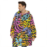 Colorful Zebra Leopard Pattern Print Hoodie Blanket