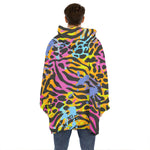 Colorful Zebra Leopard Pattern Print Hoodie Blanket