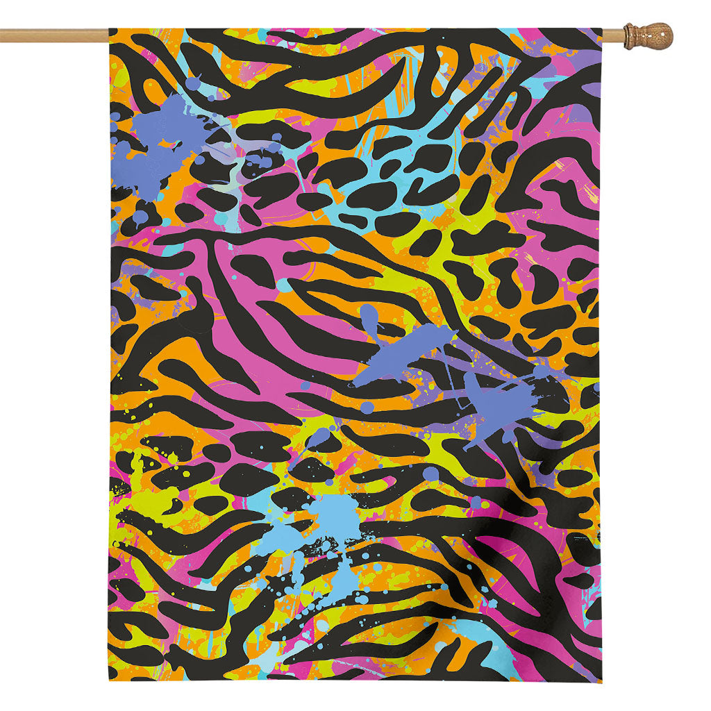 Colorful Zebra Leopard Pattern Print House Flag