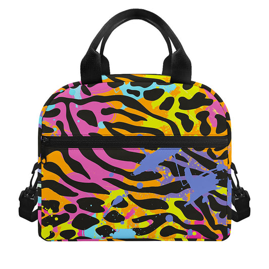 Colorful Zebra Leopard Pattern Print Insulated Lunch Bag