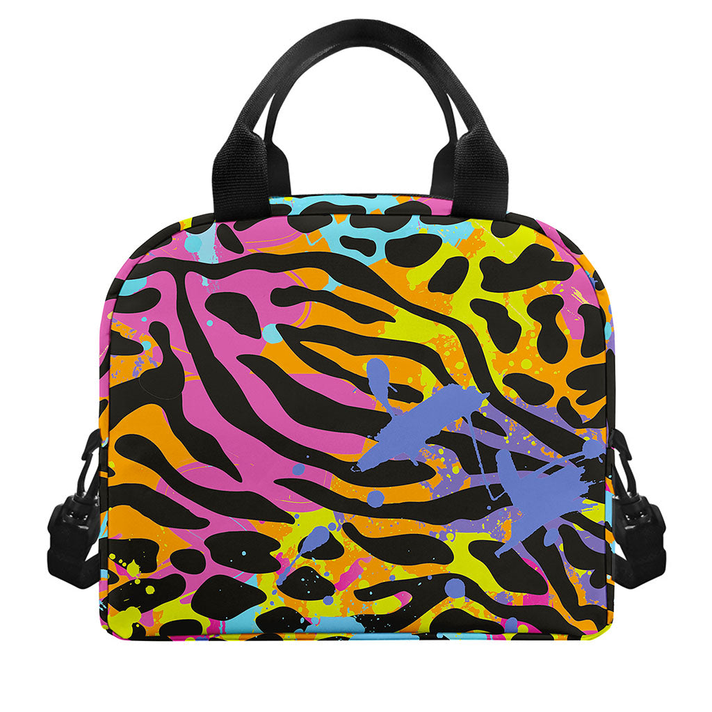 Colorful Zebra Leopard Pattern Print Insulated Lunch Bag