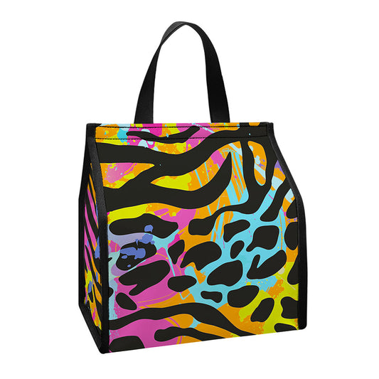 Colorful Zebra Leopard Pattern Print Insulated Lunch Tote