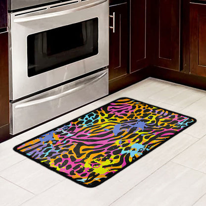 Colorful Zebra Leopard Pattern Print Kitchen Mat