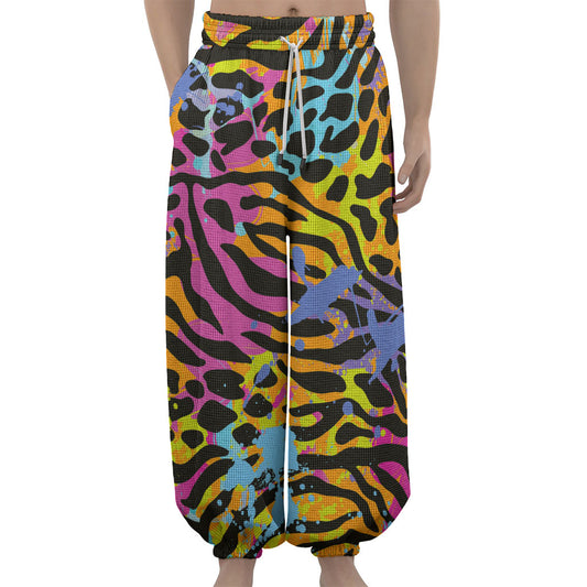 Colorful Zebra Leopard Pattern Print Lantern Pants