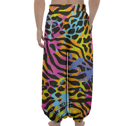 Colorful Zebra Leopard Pattern Print Lantern Pants