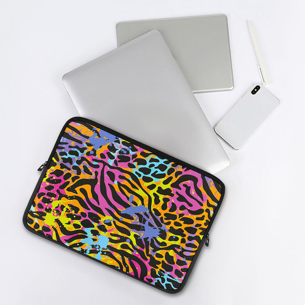 Colorful Zebra Leopard Pattern Print Laptop Sleeve