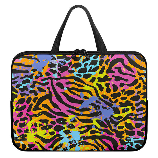 Colorful Zebra Leopard Pattern Print Laptop Sleeve With Handle