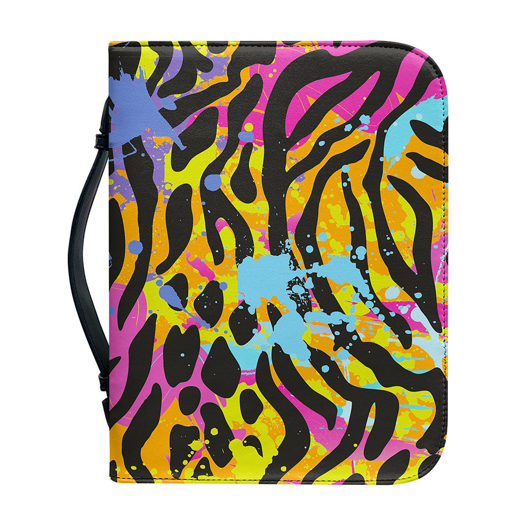 Colorful Zebra Leopard Pattern Print Leather Bible Cover