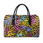 Colorful Zebra Leopard Pattern Print Leather Duffle Bag