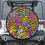 Colorful Zebra Leopard Pattern Print Leather Spare Tire Cover