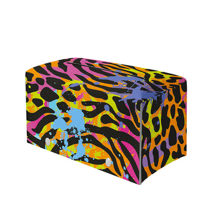Colorful Zebra Leopard Pattern Print Leather Tissue Box Cover