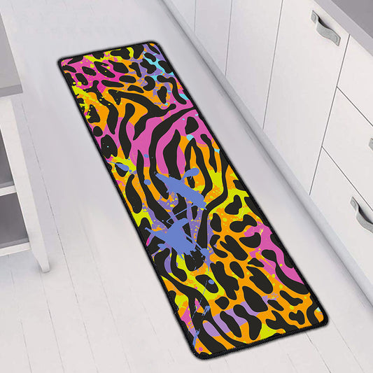Colorful Zebra Leopard Pattern Print Long Kitchen Mat