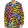 Colorful Zebra Leopard Pattern Print Long Sleeve Baseball Jersey