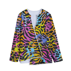 Colorful Zebra Leopard Pattern Print Long Sleeve Short Coat