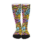 Colorful Zebra Leopard Pattern Print Long Socks