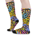 Colorful Zebra Leopard Pattern Print Long Socks