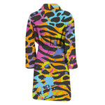 Colorful Zebra Leopard Pattern Print Men's Bathrobe